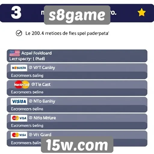 informações sobre métodos de pagamento aceitos no s8game