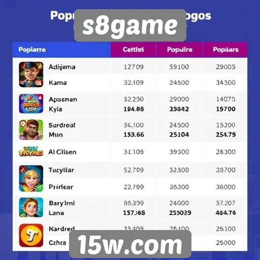 Análise da popularidade dos jogos no s8game